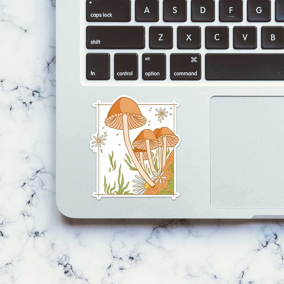 Mushroom Sticker waterproof vinyl decal for laptop, bike, car & bottle