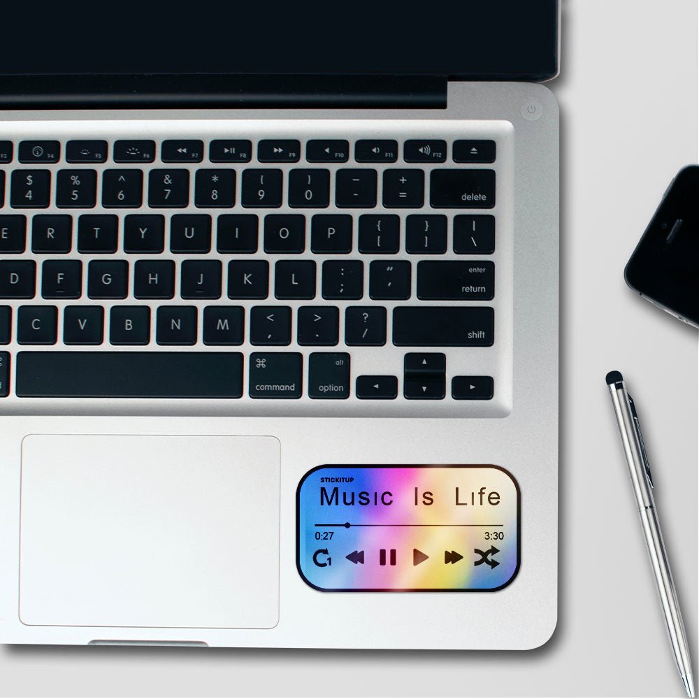 Music Is Life Sticker Holographic Stickers waterproof vinyl decal for laptop, bike, car & bottle