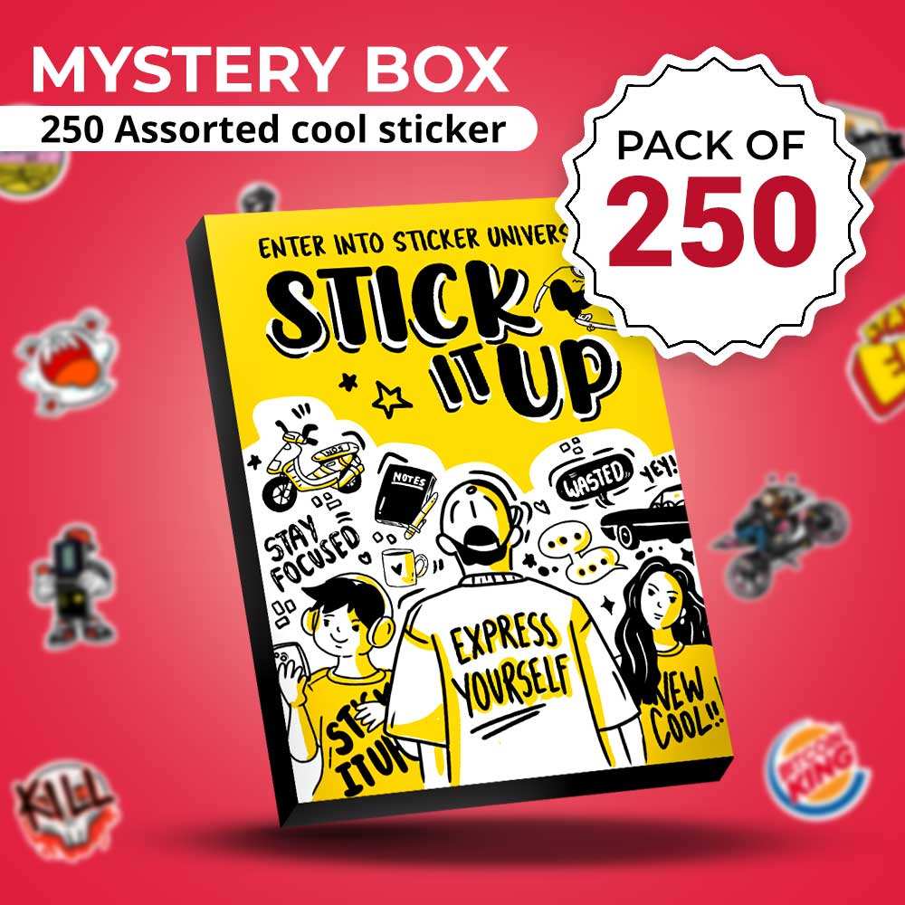 Mystery Box 5 [250 Random Stickers] waterproof vinyl decal for laptop, bike, car & bottle