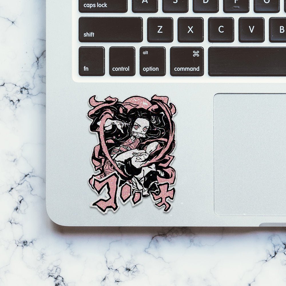 Nezuko kamado Glitter Sticker waterproof vinyl decal for laptop, bike, car & bottle