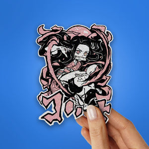 Nezuko kamado Glitter Sticker waterproof vinyl decal for laptop, bike, car & bottle
