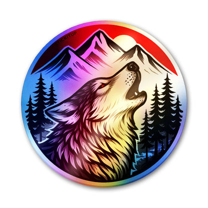 Night Wolf Holographic Stickers