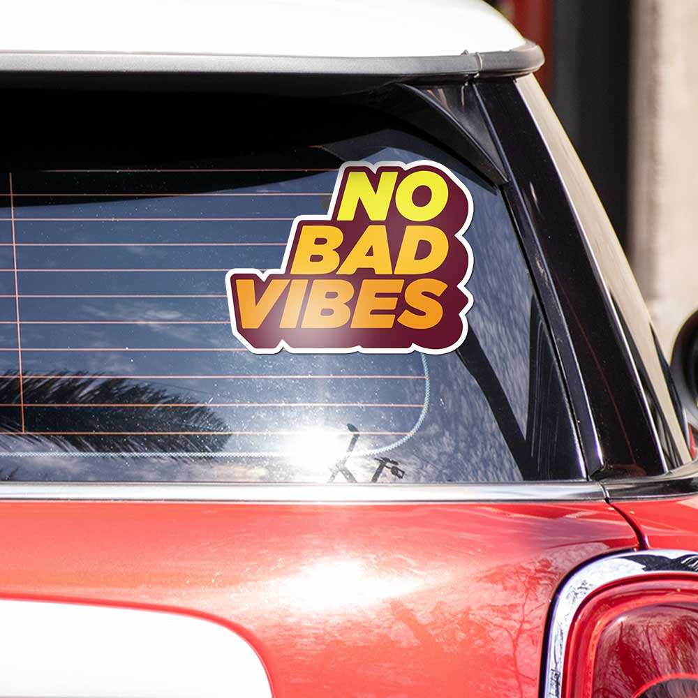 No Bad Vibes Bumper Sticker waterproof vinyl decal for laptop, bike, car & bottle
