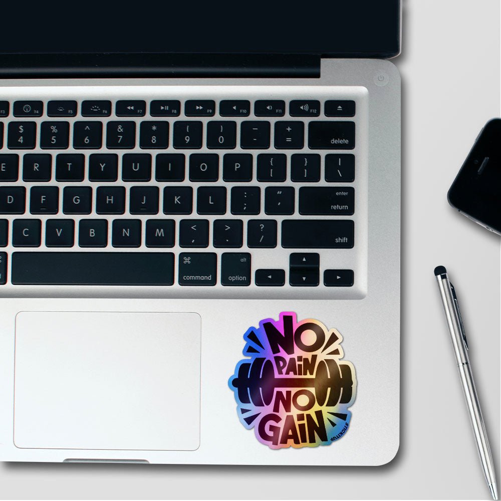 No Pain No Gain Sticker Holographic Stickers waterproof vinyl decal for laptop, bike, car & bottle