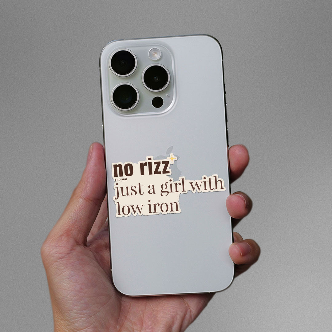 No Rizz Sticker waterproof vinyl decal for laptop, bike, car & bottle
