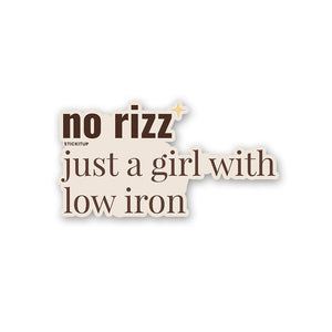 No Rizz Sticker waterproof vinyl decal for laptop, bike, car & bottle