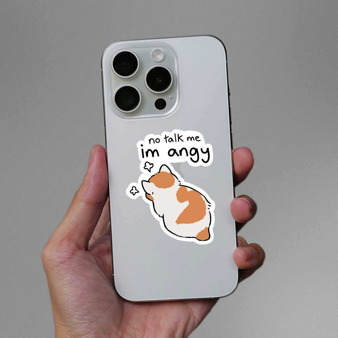No Talk Me Im Angy Sticker waterproof vinyl decal for laptop, bike, car & bottle