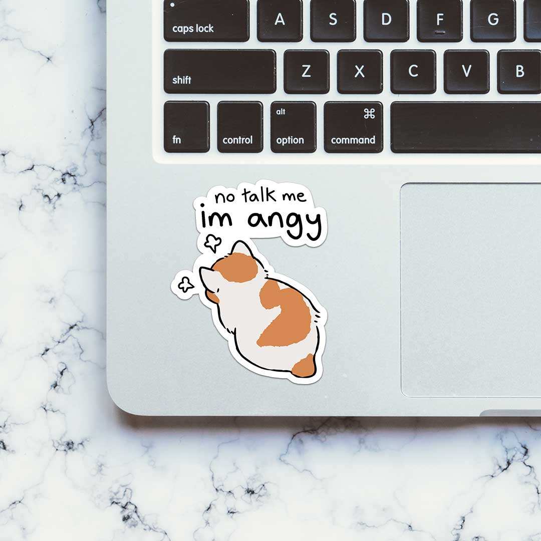 No Talk Me Im Angy Sticker waterproof vinyl decal for laptop, bike, car & bottle