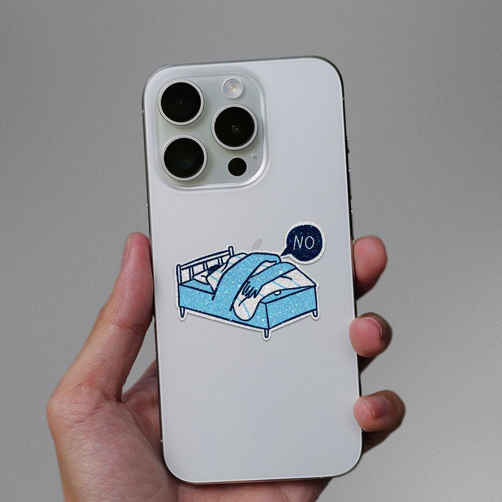 NOO!! Glitter Sticker waterproof vinyl decal for laptop, bike, car & bottle