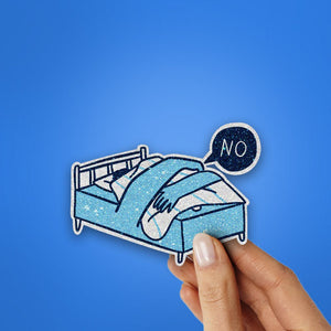 NOO!! Glitter Sticker waterproof vinyl decal for laptop, bike, car & bottle