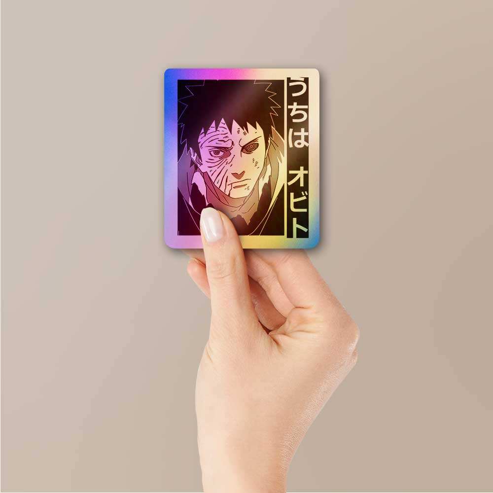 Obito Uchiha Holographic Sticker waterproof vinyl decal for laptop, bike, car & bottle