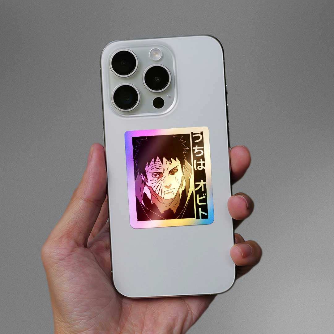 Obito Uchiha Holographic Sticker waterproof vinyl decal for laptop, bike, car & bottle