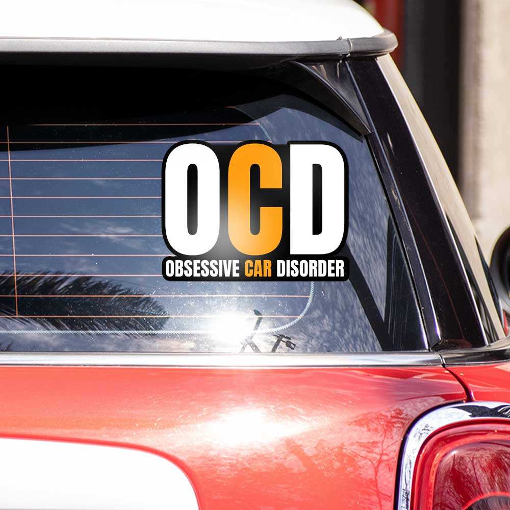 Obsessive Car Disorder Bumper Sticker waterproof vinyl decal for laptop, bike, car & bottle