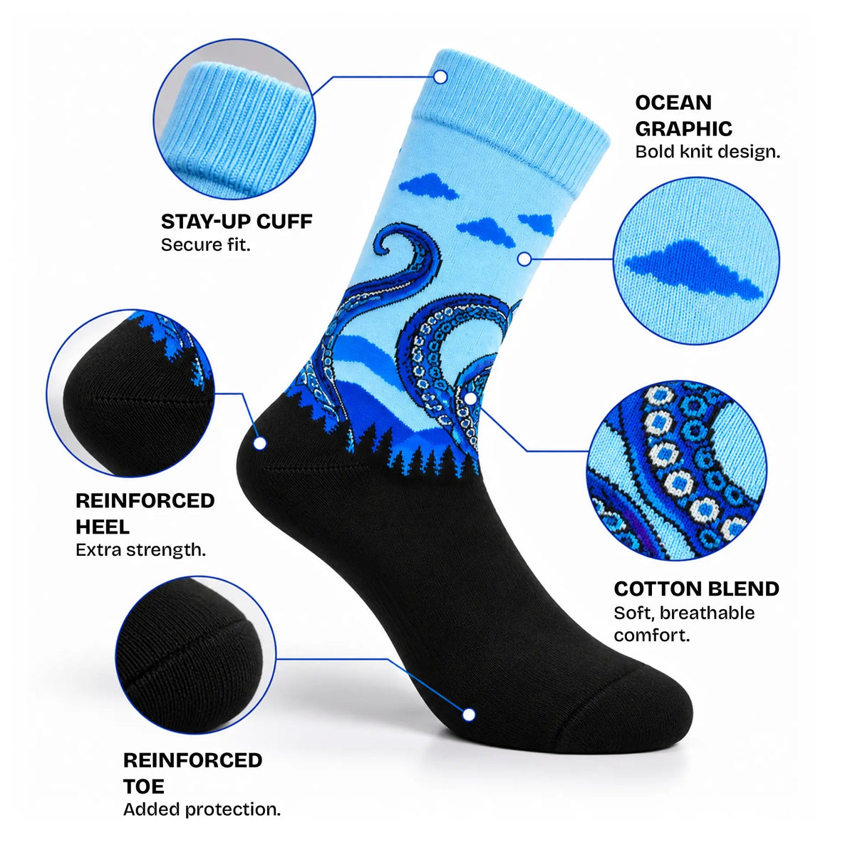Ocean Kraken Unisex Socks, Crew Length - Socks | STICK IT UP