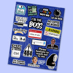 Office Mini Sticker Sheet waterproof vinyl decal for laptop, bike, car & bottle