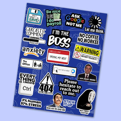 Office Mini Sticker Sheet waterproof vinyl decal for laptop, bike, car & bottle