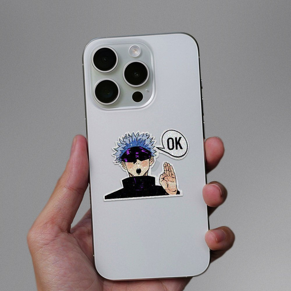 OK Glitter Sticker waterproof vinyl decal for laptop, bike, car & bottle