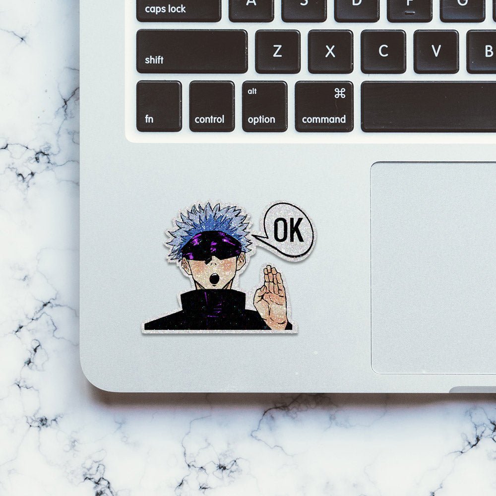 OK Glitter Sticker waterproof vinyl decal for laptop, bike, car & bottle