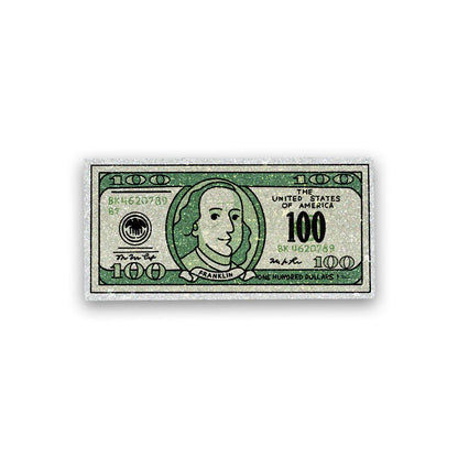 One Hundred dollar Glitter Sticker waterproof vinyl decal for laptop, bike, car & bottle
