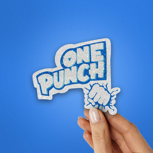 One Punch Glitter Sticker waterproof vinyl decal for laptop, bike, car & bottle