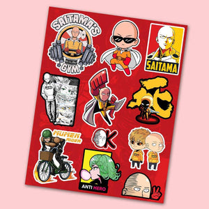 One Punch Mini Sticker Sheet waterproof vinyl decal for laptop, bike, car & bottle
