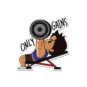 Only Gains Sticker waterproof vinyl decal for laptop, bike, car & bottle