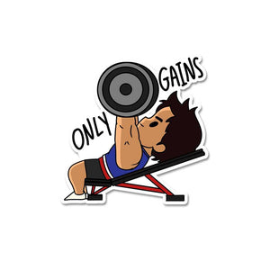 Only Gains Sticker waterproof vinyl decal for laptop, bike, car & bottle