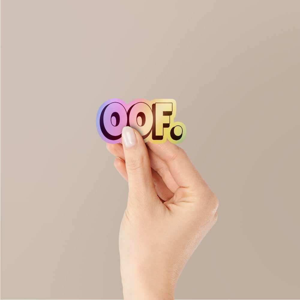 OOF Holographic Stickers waterproof vinyl decal for laptop, bike, car & bottle