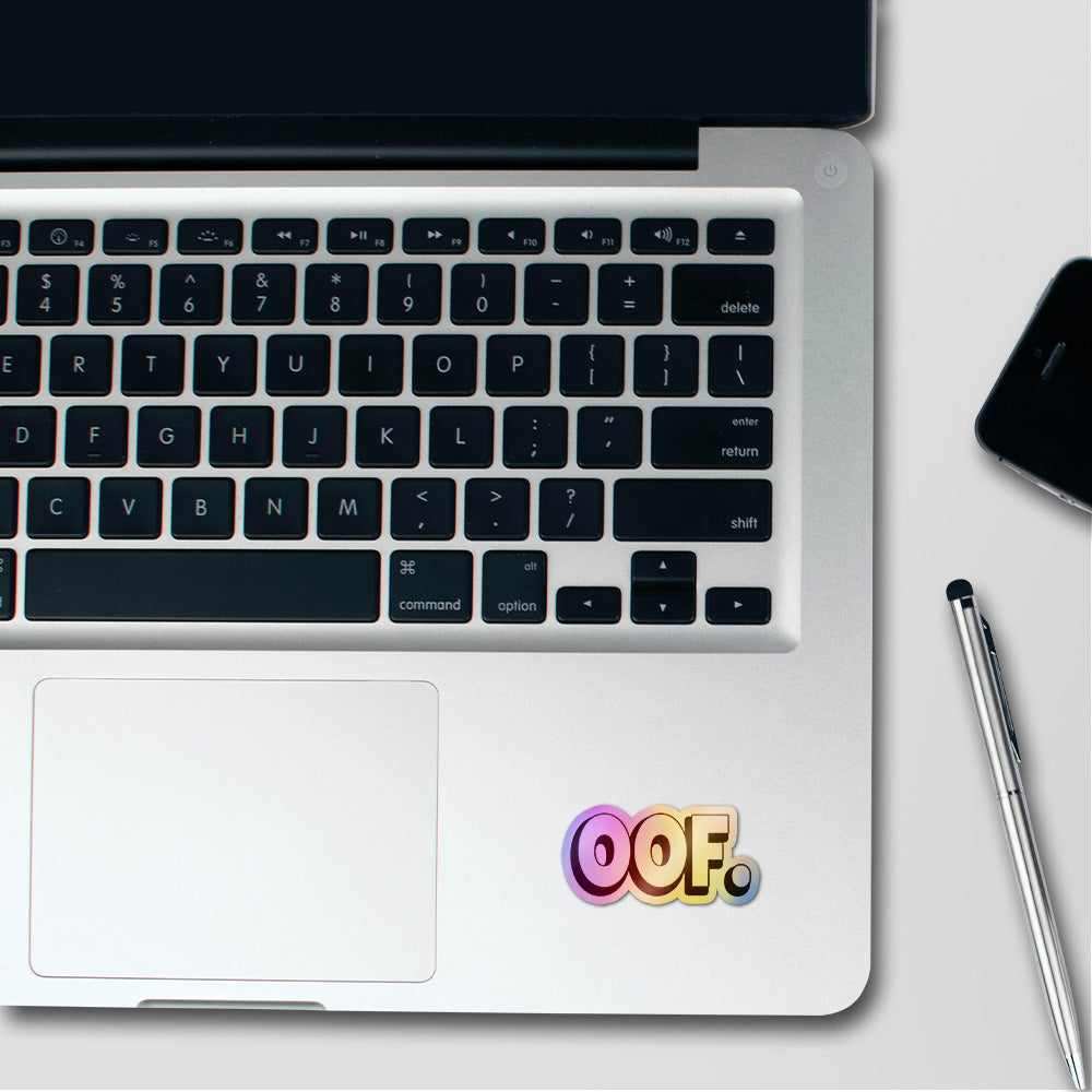 OOF Holographic Stickers waterproof vinyl decal for laptop, bike, car & bottle