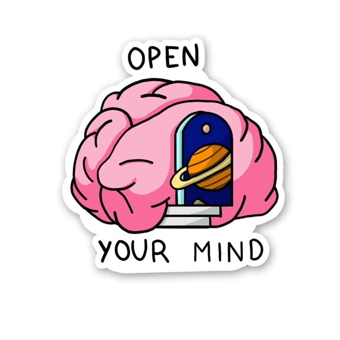 Open your mind Sticker waterproof vinyl decal for laptop, bike, car & bottle