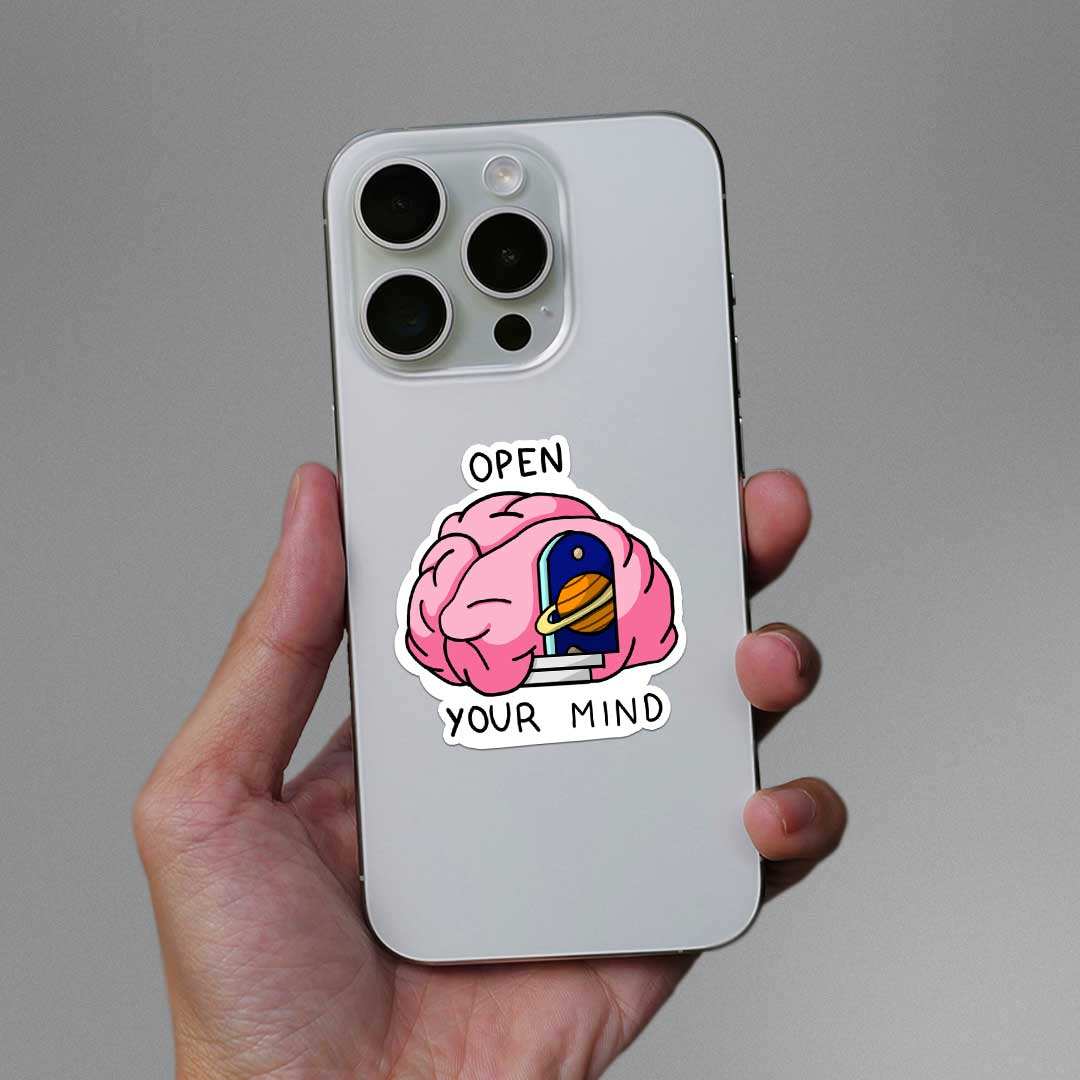 Open your mind Sticker waterproof vinyl decal for laptop, bike, car & bottle