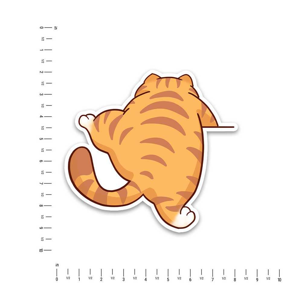 Orange Cat Bumper Sticker waterproof vinyl decal for laptop, bike, car & bottle