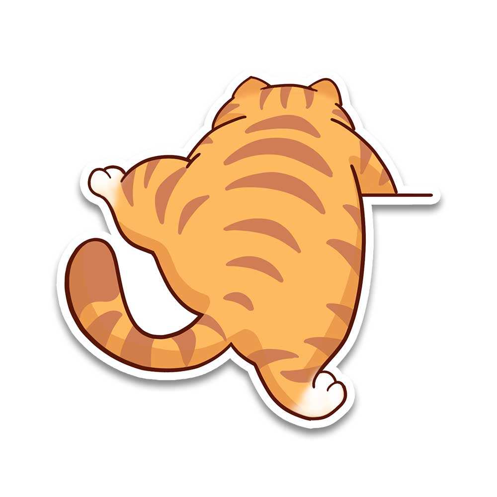 Orange Cat Bumper Sticker waterproof vinyl decal for laptop, bike, car & bottle