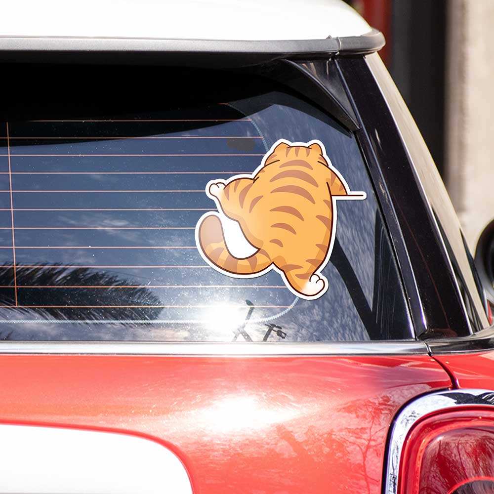 Orange Cat Bumper Sticker waterproof vinyl decal for laptop, bike, car & bottle