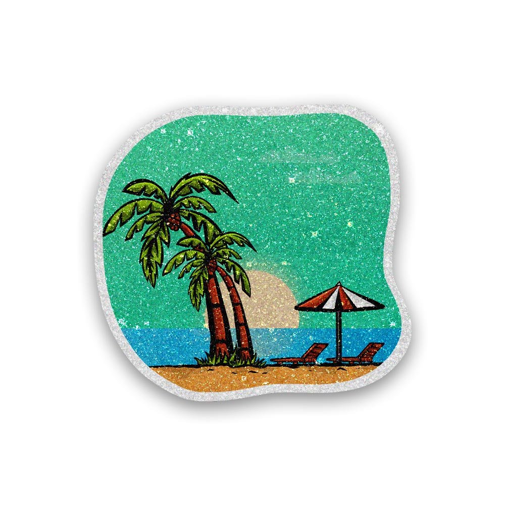 Palm Tree Glitter Sticker waterproof vinyl decal for laptop, bike, car & bottle