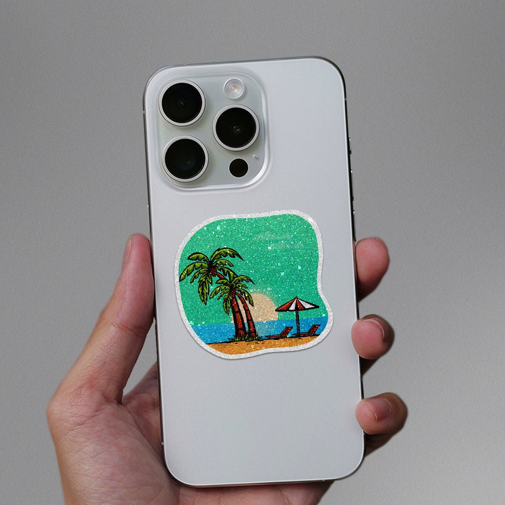 Palm Tree Glitter Sticker waterproof vinyl decal for laptop, bike, car & bottle