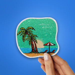 Palm Tree Glitter Sticker waterproof vinyl decal for laptop, bike, car & bottle