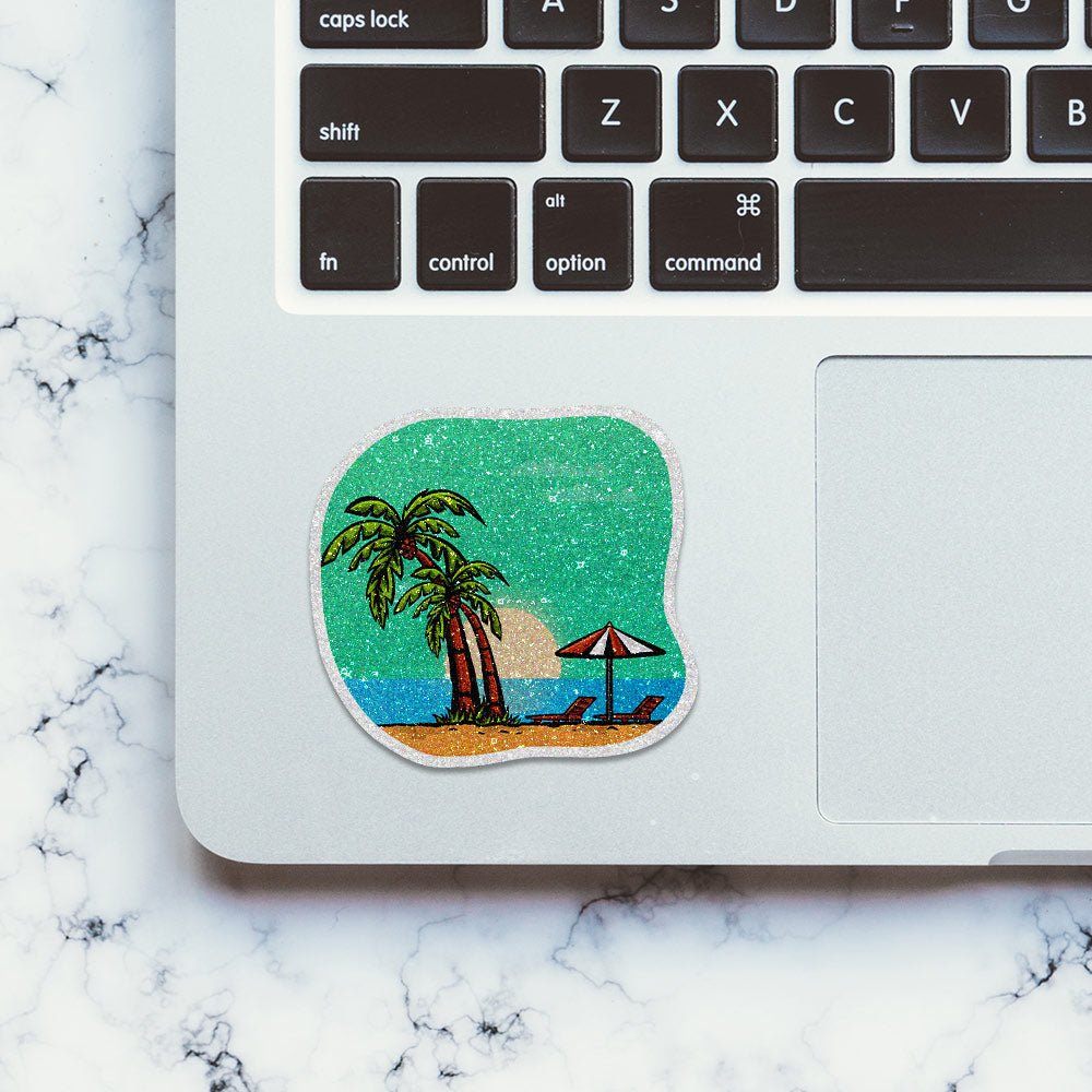 Palm Tree Glitter Sticker waterproof vinyl decal for laptop, bike, car & bottle