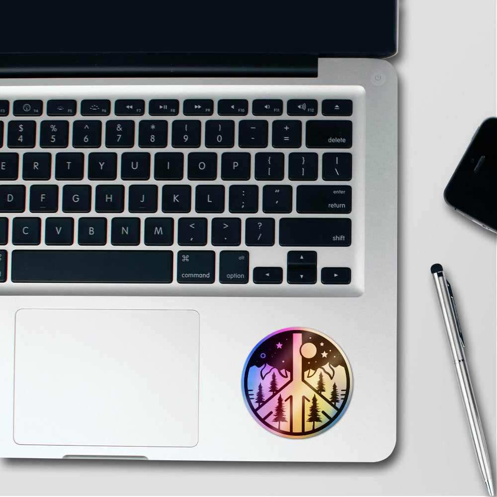 Peace Holographic Stickers waterproof vinyl decal for laptop, bike, car & bottle