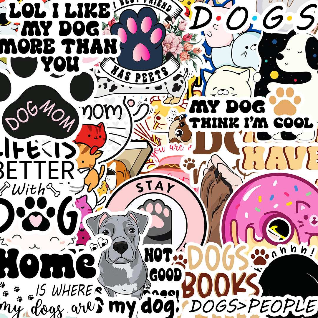 Pet Sticker Packs [50 sticker] waterproof vinyl decal for laptop, bike, car & bottle