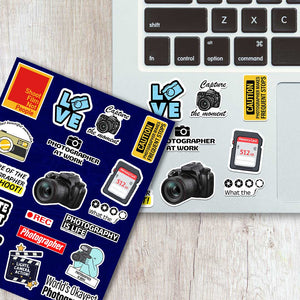 Photographer Sticker Sheet waterproof vinyl decal for laptop, bike, car & bottle