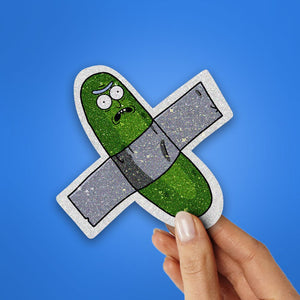 Pickle Rick Glitter Sticker waterproof vinyl decal for laptop, bike, car & bottle
