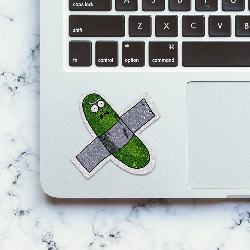 Pickle Rick Glitter Sticker waterproof vinyl decal for laptop, bike, car & bottle