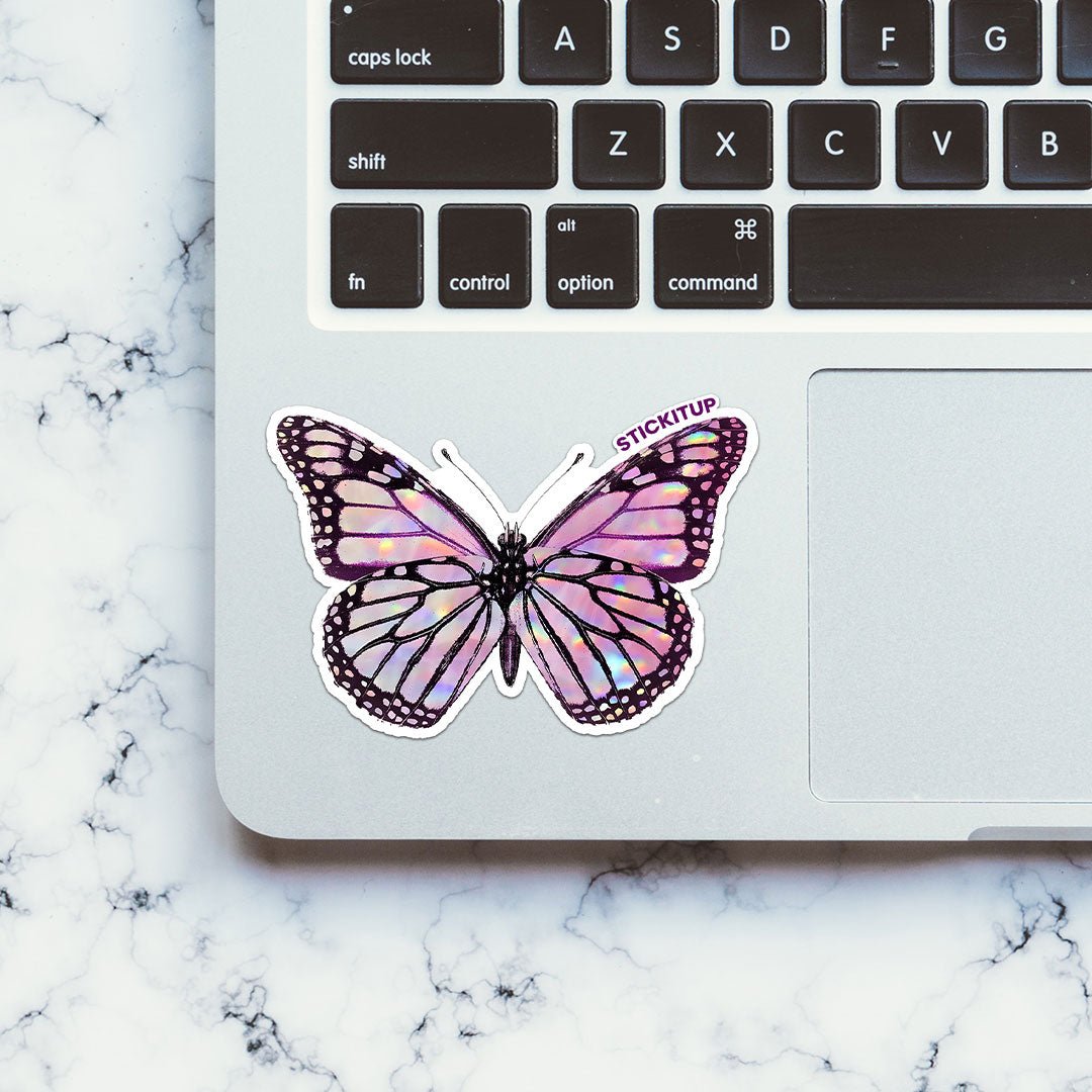 PINK BUTTERFLY Sticker waterproof vinyl decal for laptop, bike, car & bottle