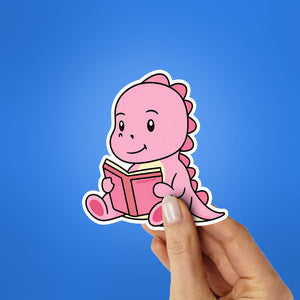 Pink Dino Reading Sticker