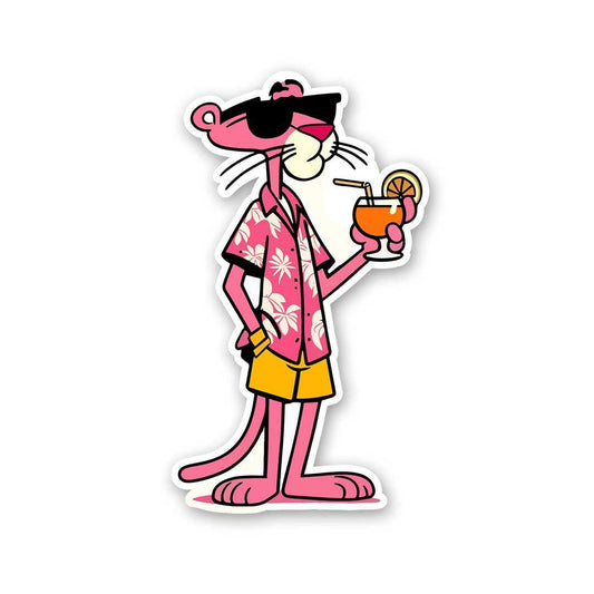 Pink Panther In Party Mood Sticker - STICK IT UP