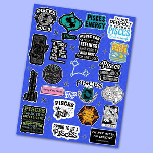 Pisces Mini Sticker Sheet waterproof vinyl decal for laptop, bike, car & bottle