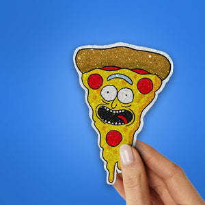 Pizza Rick Glitter Sticker waterproof vinyl decal for laptop, bike, car & bottle