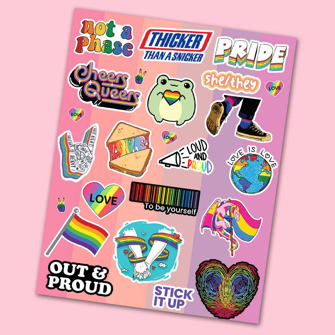 Pride Mini Sticker Sheet waterproof vinyl decal for laptop, bike, car & bottle