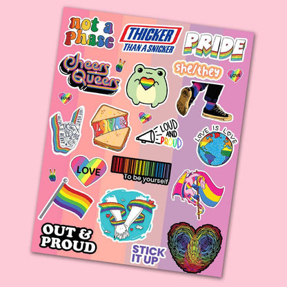 Pride Mini Sticker Sheet waterproof vinyl decal for laptop, bike, car & bottle